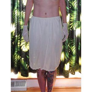 Vintage White Shadowline Half Slip L pinup retro lace undergarment 1970's slip s